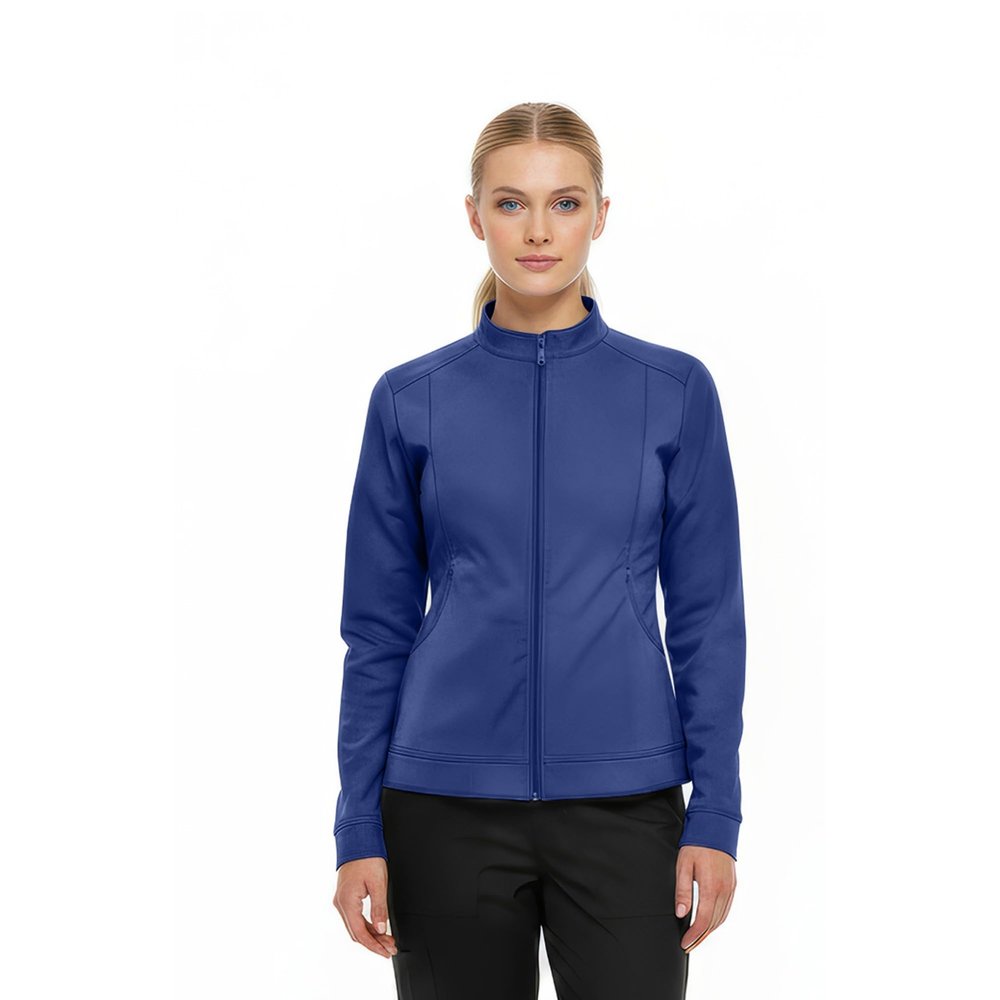 Natural Uniforms Women's Ultra Soft Stretch Zip Up Scrub Jacket (True Navy Blue, Small)