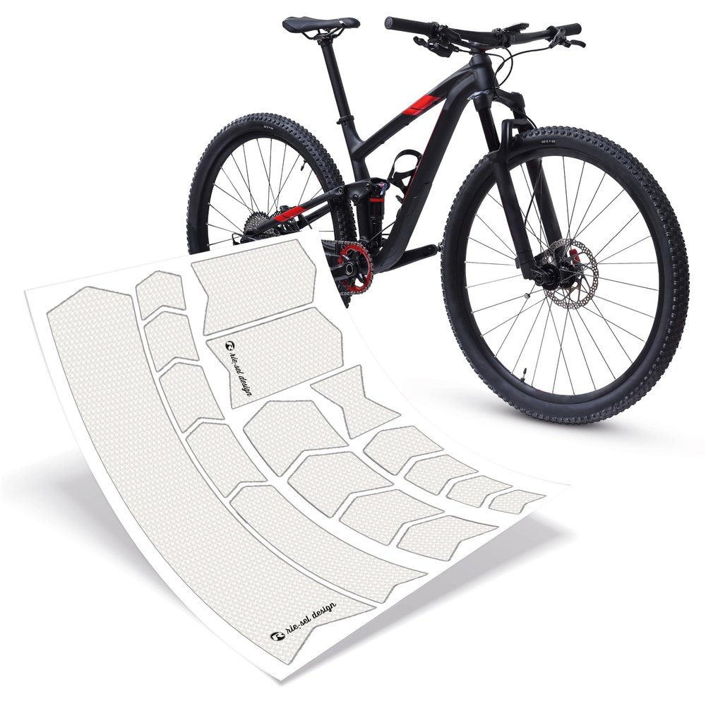 Riesel Design - Frame:Tape 3000 inch Bicycle Frame Protection Kit - Stylish Protective Film - 17 Self-Adhesive Shapes - Clear