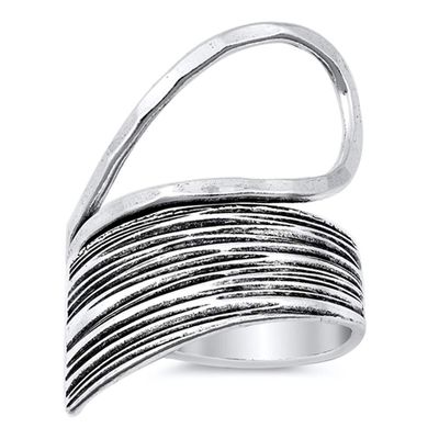 Unique Stacked Teardrop Promise Ring New .925 Sterling Silver Band Size 12