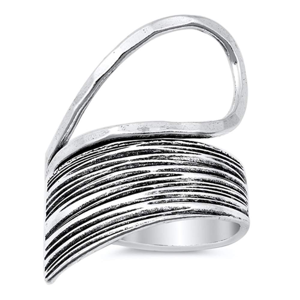Unique Stacked Teardrop Promise Ring New .925 Sterling Silver Band Size 12