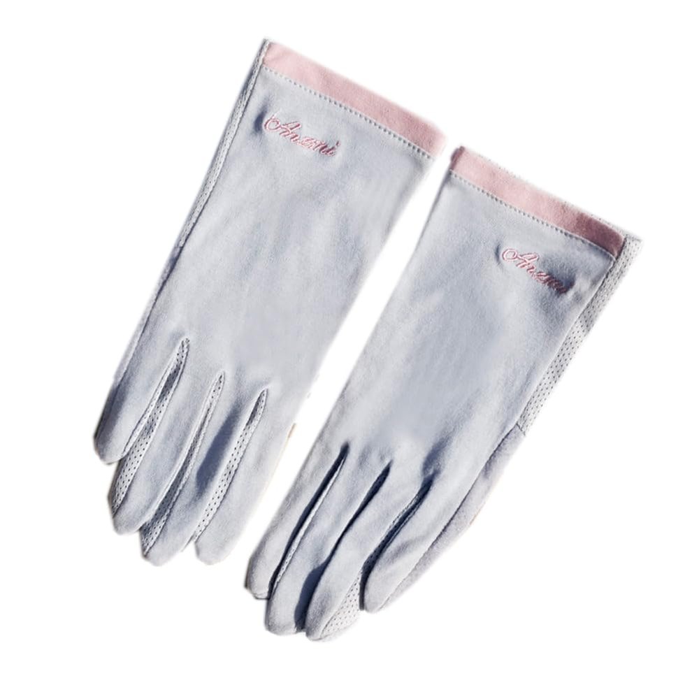 Cotton Sun Gloves Women Summer Sunblock Thin UV Protection Driving Gloves Outdoor Anti-uv Glove (Gray)