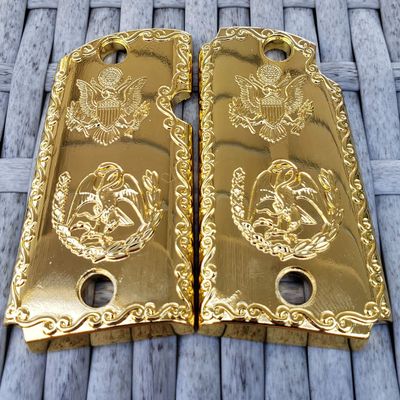 Custom Grips for Kimber Micro 9mm Metal Mexican Eagle Gold Plated