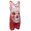 KO Sports Gear Unisex Wrestling Singlet for Adult Wrestlers - Wrestling Singlet for Men & Women - Bold Durable Uniform, Stretchy Breathable Material - Red Skull, Adult X-Small view 2