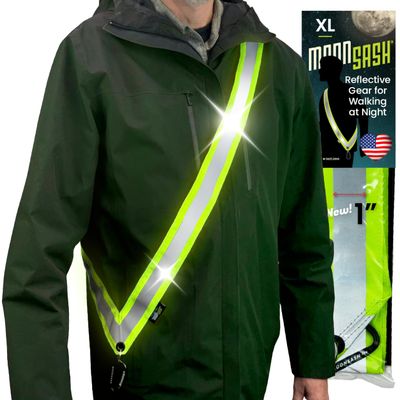 MOONSASH XL Reflective Sash for Night Walking | Replaces Reflective Vest Safety Vests & Reflective Running Vest | Perfect Reflective Running Gear | A Must Walking at Night or Biking at Night.