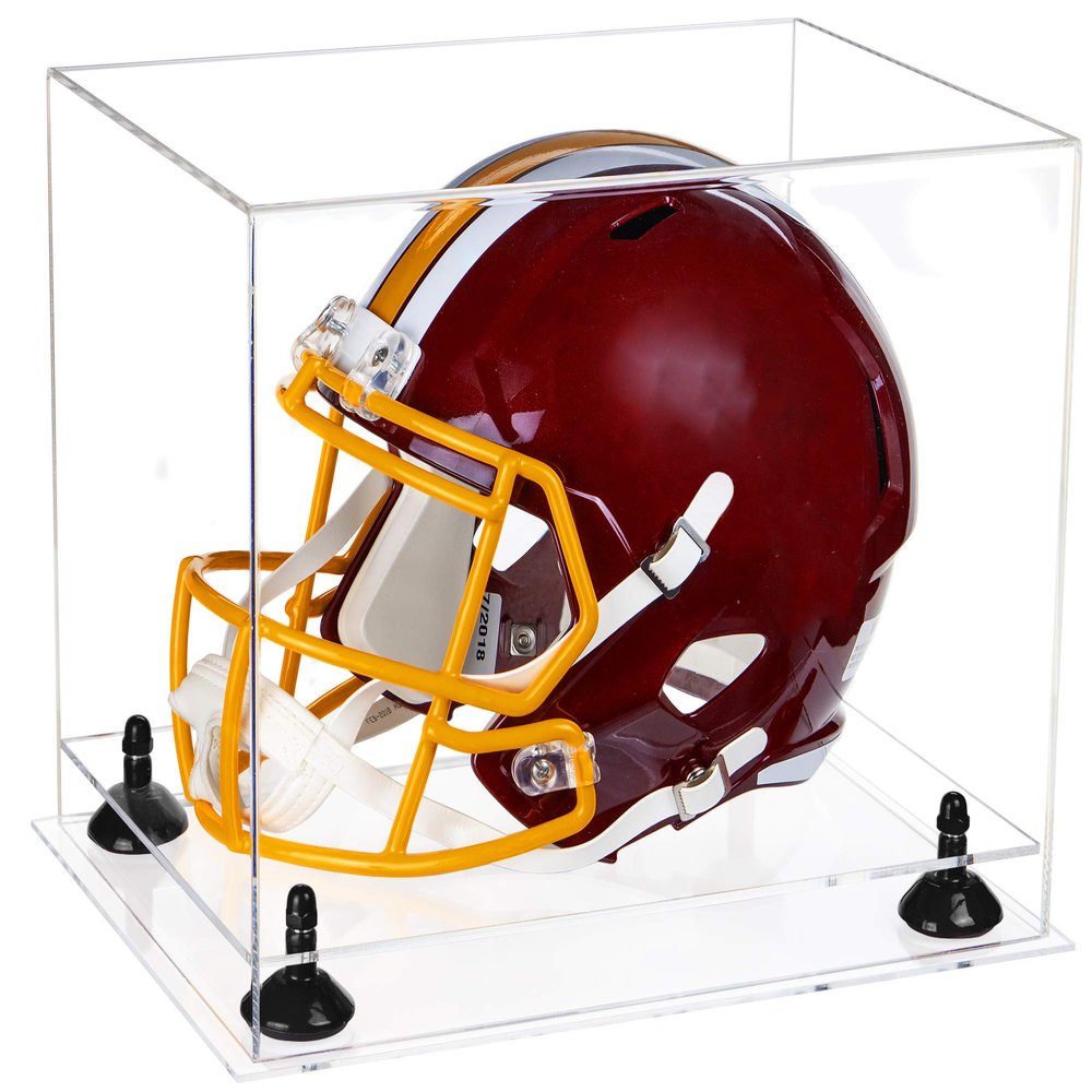 Better Display Cases Clear Acrylic Football Helmet Display Case with Black Risers and Clear Base (A002-BR)