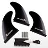 Abahub Surfboard Thruster Fins Set, Compatible with Future Style Fin Box, Fiberglass Reinforced High Performance Surf Fin for Surf Boards, Surfing Longboard, Shortboard, with Screws and Key, Black view 1