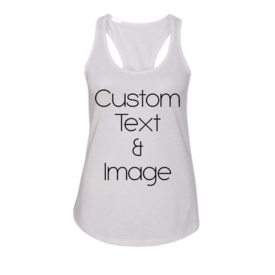 Just Customized Racer Back Tank for Ladies/Women Personalized with Your Photo and Text (White, XX-Large)