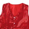 FEESHOW Kids Big Boys Shiny Sequined Shirt Vest Waistcoat Jacket for Wedding Prom Dance Performance Costume Red Vest 8-9 view 3