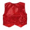 FEESHOW Kids Big Boys Shiny Sequined Shirt Vest Waistcoat Jacket for Wedding Prom Dance Performance Costume Red Vest 8-9 view 4