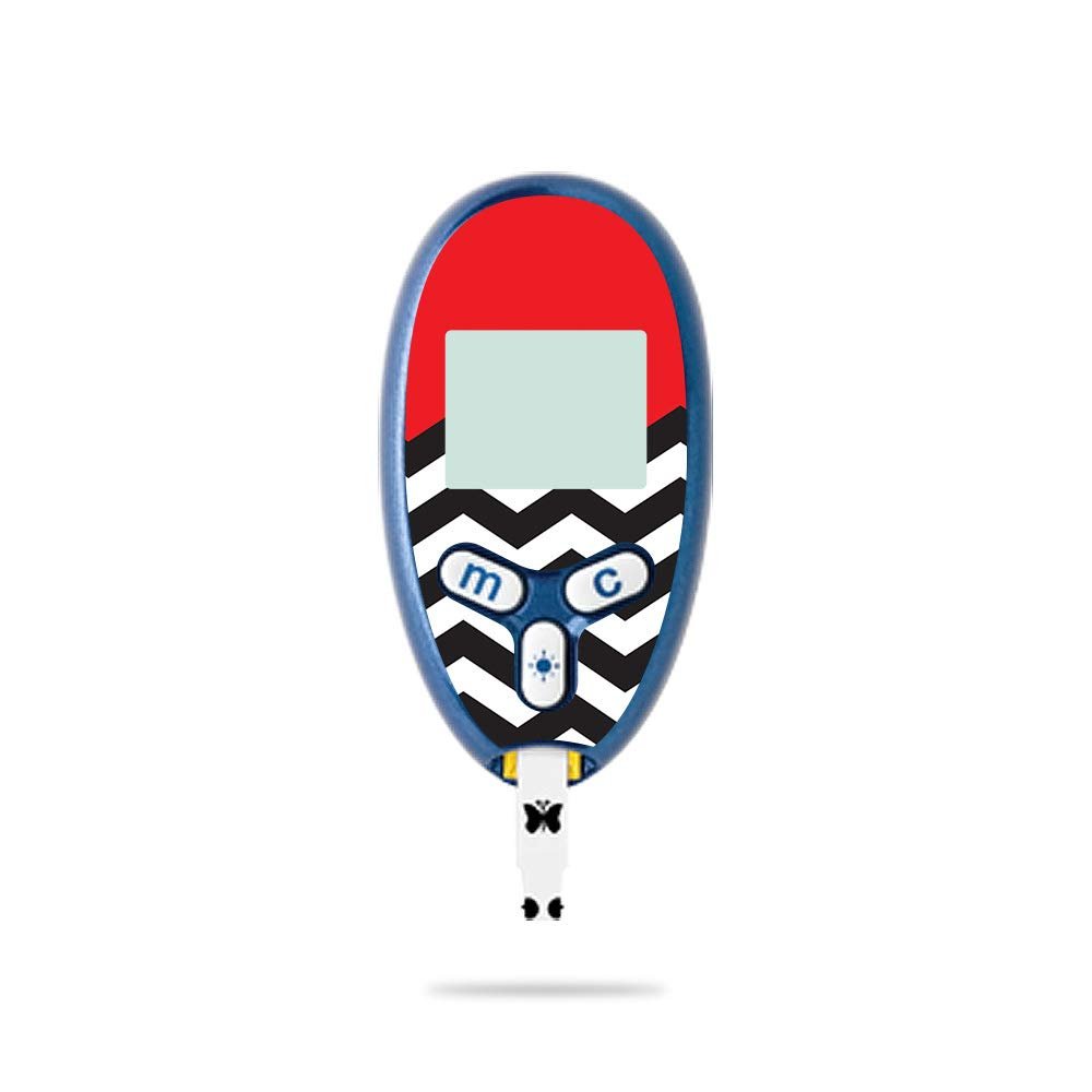 MightySkins Skin Compatible with Abbott Freestyle Lite - Red Chevron | Protective, Durable, and Unique Vinyl Decal wrap Cover | Easy to Apply, Remove, and Change Styles | Made in The USA