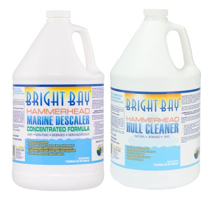 Marine Descaler, Hammerhead (1 gal) & Hull Cleaner (1 gal) - 2 pk, No Harsh Acid, Aluminum Safe