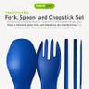 humangear GoBites Quattro | Travel & Camping Utensils | Portable & Convertible Dining Ware | Multi-Functional Fork, Spoon, Chopsticks, Blue view 2