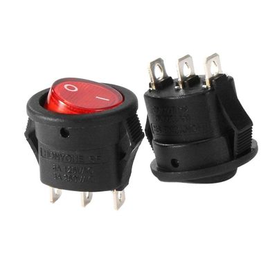 100PCS RED 3Pin SPST On/Off Round Rocker Switch AC 6A/250V 10A/125V for Car Boat