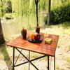 Portal Lightweight Aluminum Folding Square Table Roll Up Top 4 People Compact Table with Carry Bag for Camping, Picnic, Backyards, BBQ, Brown view 2