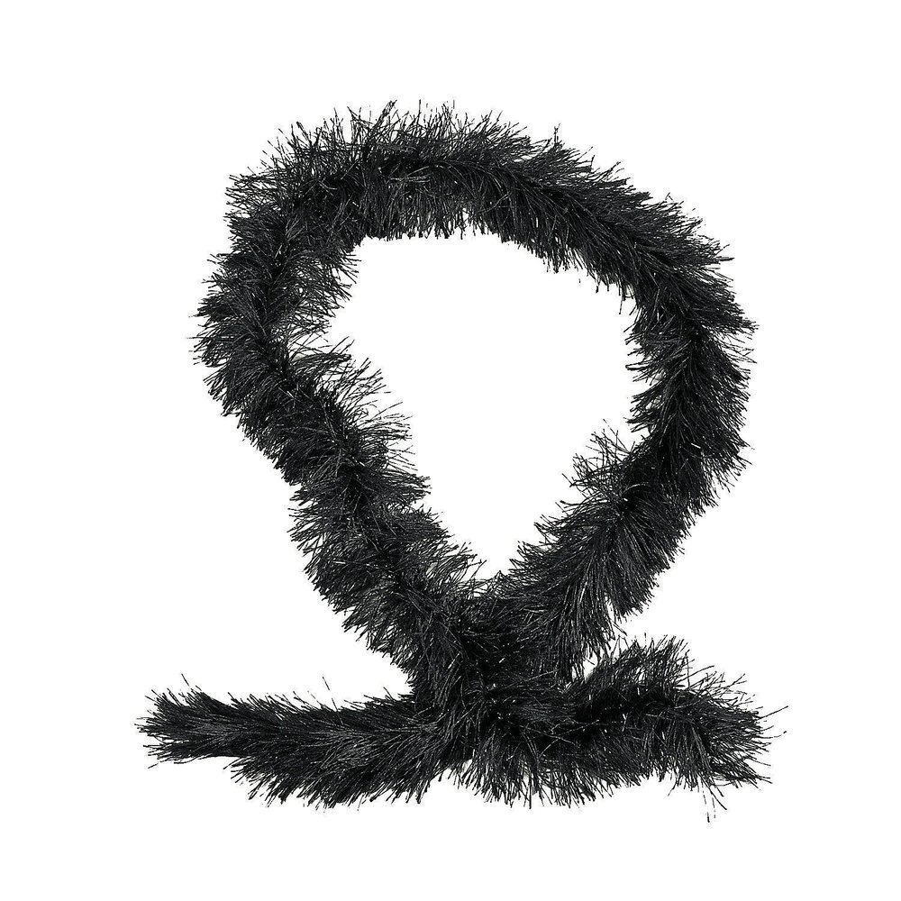 Fun Express Black Fringe Boas - Stylish Polyester Costume Accessories for Halloween, Christmas, Tea Parties, Weddings, and Dress-Up Events - 12 Pieces