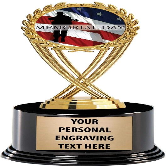 Crown Awards Memorial Day Trophies with Custom Engraving, 7.25" Personalized Patriotic Memorial Day Trophy On Deluxe Round Base 10 Pack Prime