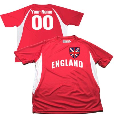 Custom England Soccer Jersey Youth Large in Scarlet Red and White