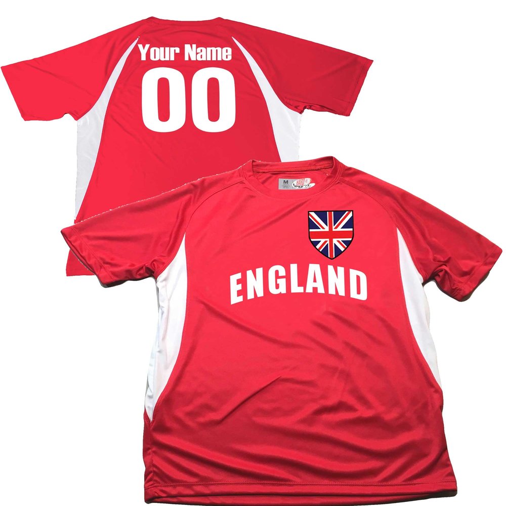 Custom England Soccer Jersey Youth Large in Scarlet Red and White