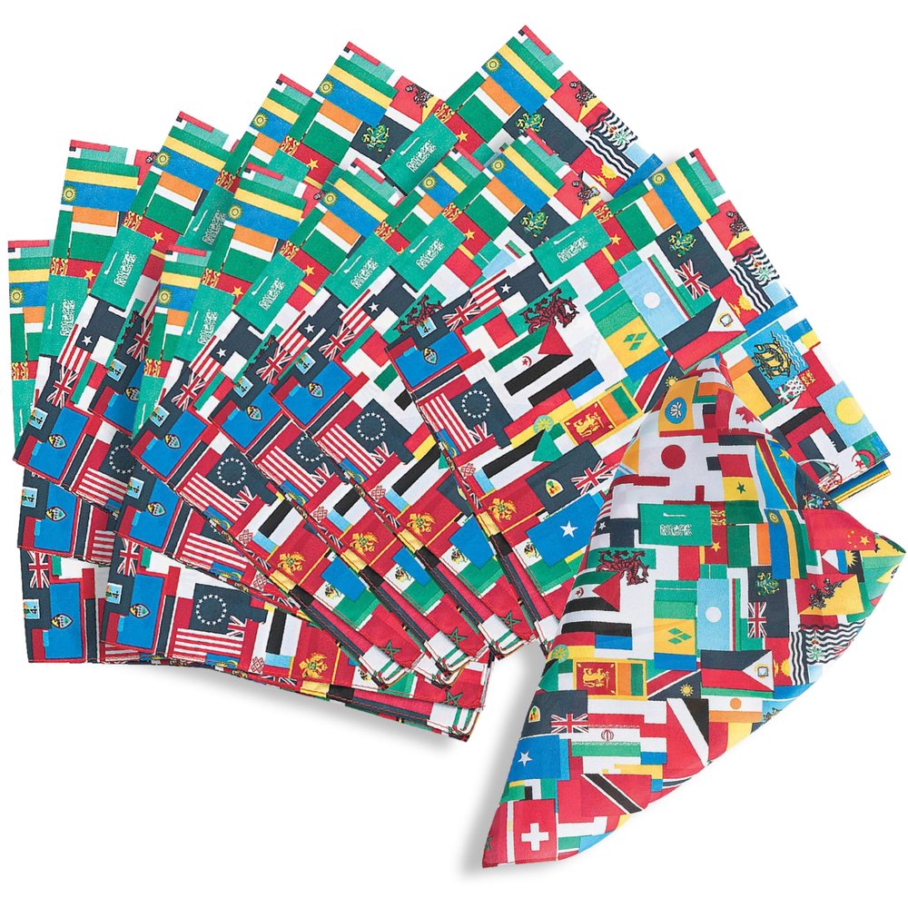 Flags Of All Nations Bandanas Set - 12 Pieces