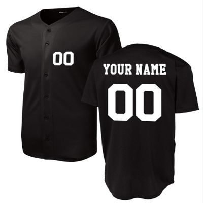 Custom Short-Sleeve Button-Down Baseball/Softball Jersey (Unisex, Adult Sizes) - Add Your Team, Name, Number Black