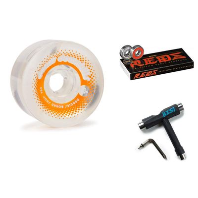 Daddies Board Shop Dano's Downhills Longboard Wheels 70mm 78a Clear with Bones Reds Bearings and CCS Skate Tool