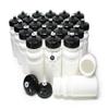 Rolling Sands Reusable Bulk Water Bottles 24 Pack - 20 Oz Sports Water Bottles, USA Made, BPA-Free, Wide Mouth for Easy Cleaning, Dishwasher Safe, Break Resistant - White Bottle/Black Lid view 1