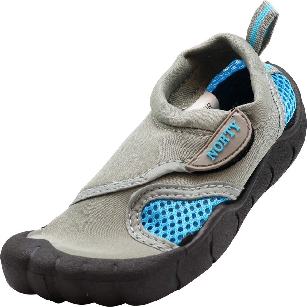 NORTY Water Shoes for Boys and Girls - Swim Socks for Beach, Boat, and Pool - Skeletoe Barefoot Design - Cruise Ship Essentials for Kids - Hiking and Camping Footwear - Grey Blue,Size 5