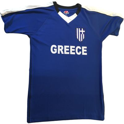 Custom Greece Soccer Jersey Youth Large in Royal Blue and White