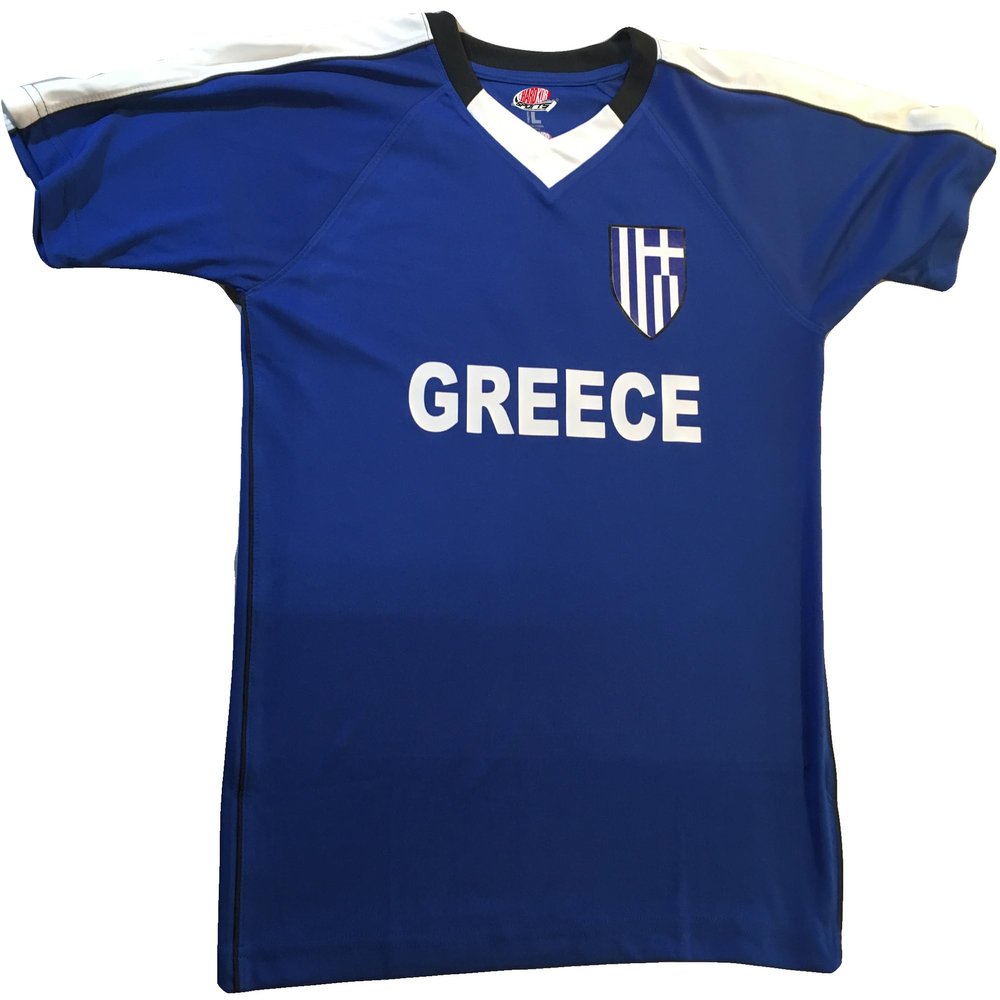 Custom Greece Soccer Jersey Youth Large in Royal Blue and White