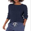 Amazon Essentials Women's Soft Fisherman Cable Long-Sleeve Crewneck Sweater (Available in Plus Size), Navy, Small view 1