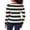 Amazon Essentials Women's Long-Sleeve Lightweight Crewneck Sweater (Available in Plus Size), Black Oatmeal Heather Rugby Stripe, Large view 3