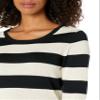 Amazon Essentials Women's Long-Sleeve Lightweight Crewneck Sweater (Available in Plus Size), Black Oatmeal Heather Rugby Stripe, Large view 4