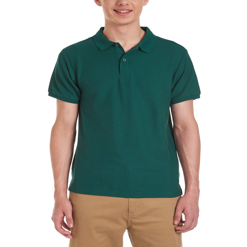 Chaps Young Mens Uniform Short Sleeve Stretch Pique Polo, Hunter, 38/39