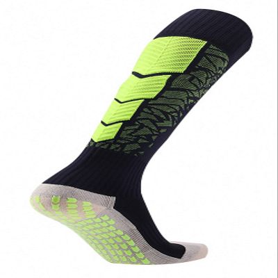 PreSox Unisex Sports Thicken Cushion Knee High Socks with Rubber Dots for Baseball/Soccer/Futbol Shinguards (BLK GREEN)