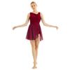 YONGHS Women Lyrical Dance Sleeveless Chiffon Back Cutout Ballet Dress High-Low Skirted Dress for Training Wine Red Large view 1