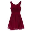 YONGHS Women Lyrical Dance Sleeveless Chiffon Back Cutout Ballet Dress High-Low Skirted Dress for Training Wine Red Large view 4