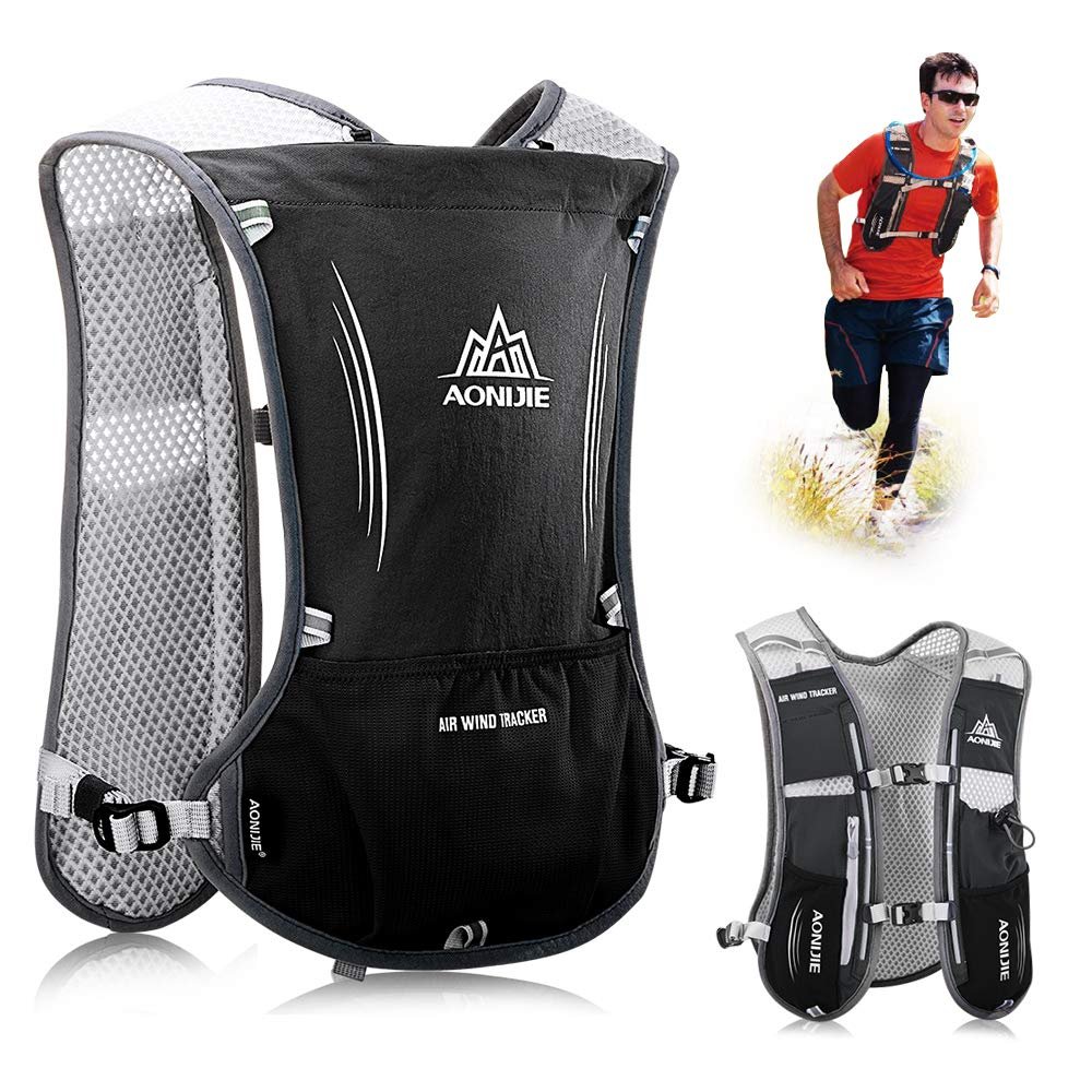 NARUTOO Lightweight Running Hydration Backpack, 5L 190g Running Hydration Vest for Women and Men Cycling Running Climbing Hiking Vest Pack (Black)