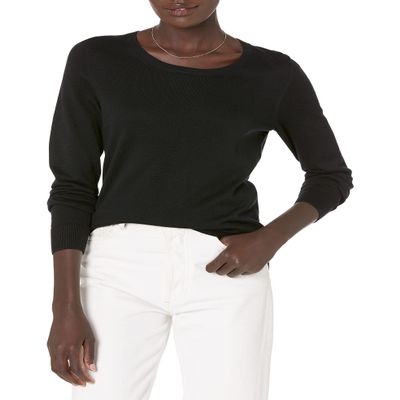 Amazon Essentials Women's Long-Sleeve Lightweight Crewneck Sweater (Available in Plus Size), Black, 4X