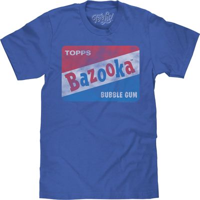 Tee Luv Men's Big and Tall Bazooka Bubble Gum T-Shirt - Topps Novelty Candy Shirt, Royal Snow Heather, XLT