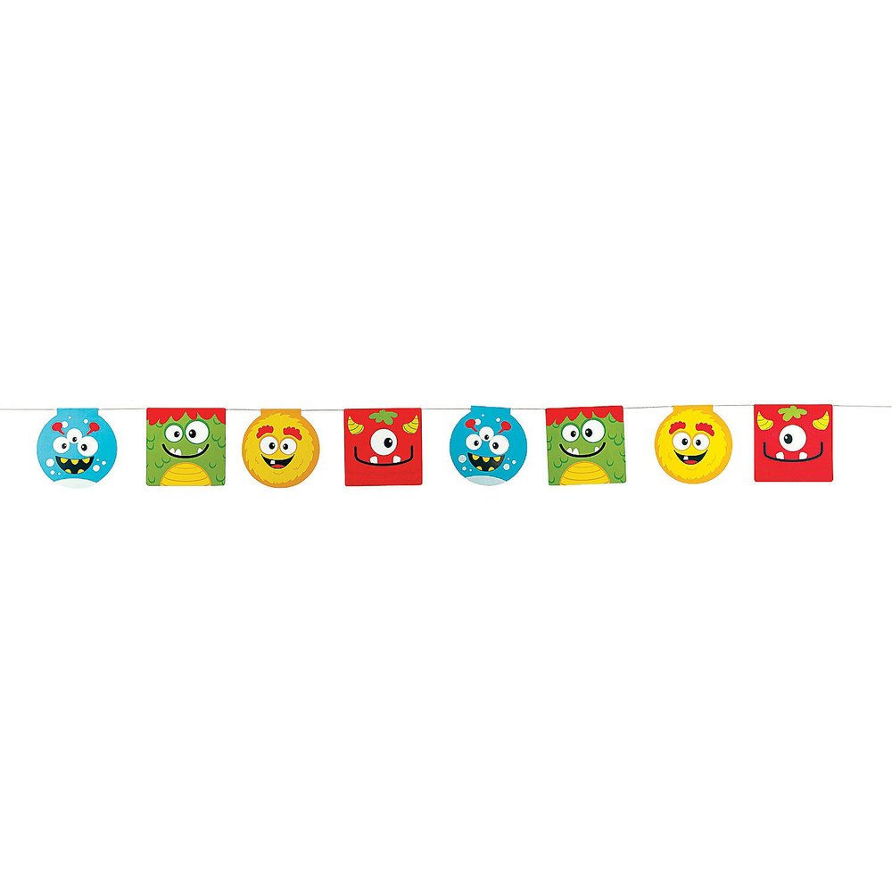 Fun Express Mini Monster Pennant Banner | Party Decorations for Birthdays, Holidays & Special Events