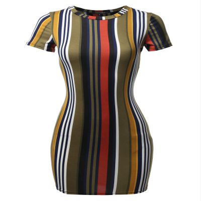 Casucal Printed Sexy Body-con Mini Dress - Made in USA Olive Mustard S