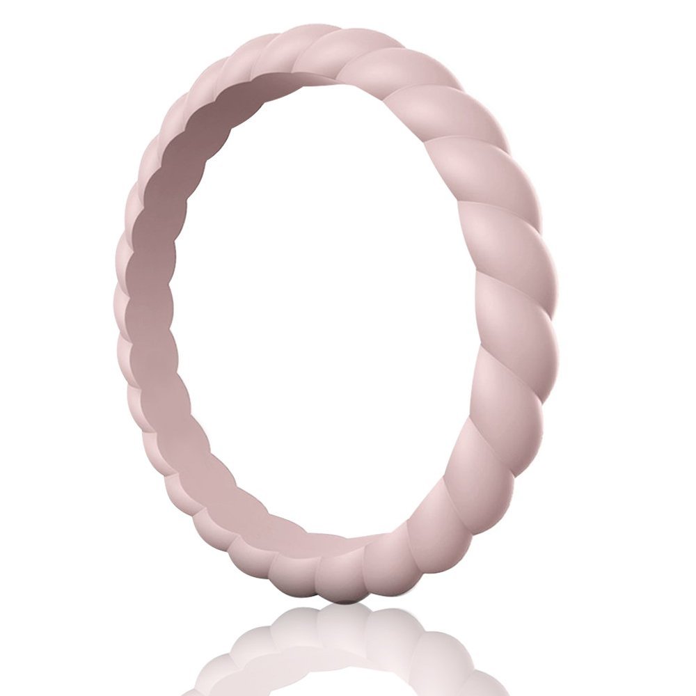 Egnaro Women's Bridal Rings Sets, Thin and Stackable Rubber Rings Women Wedding Bands - 2.5mm Width - 1.8mm Thick