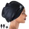 Dsane Extra Large Swimming Cap for Women and Men,Special Design Swim Cap for Very Long Thick Curly Hair&Dreadlocks Weaves Braids Afros Silicone Keep Your Hair Dry(Black/XL) view 1