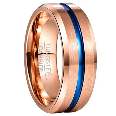 NUNCAD Rings in Tungsten Carbide for Men Beveled Edges Brushed Finish Size 12
