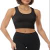 MixMatchy Women's Casual Basic Sports Crop Tank Tops Racerback Running Yoga Tanks Cotton Sleeveless Gym Shirts Black L view 2