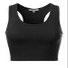 MixMatchy Women's Casual Basic Sports Crop Tank Tops Racerback Running Yoga Tanks Cotton Sleeveless Gym Shirts Black L view 3