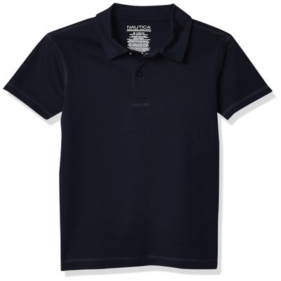 Nautica Boys' School Uniform Sensory-Friendly Short Sleeve Polo, Navy 1, 4