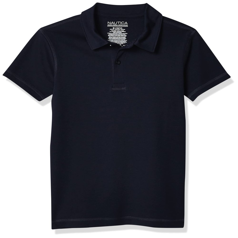 Nautica Boys' School Uniform Sensory-Friendly Short Sleeve Polo, Navy 1, 4
