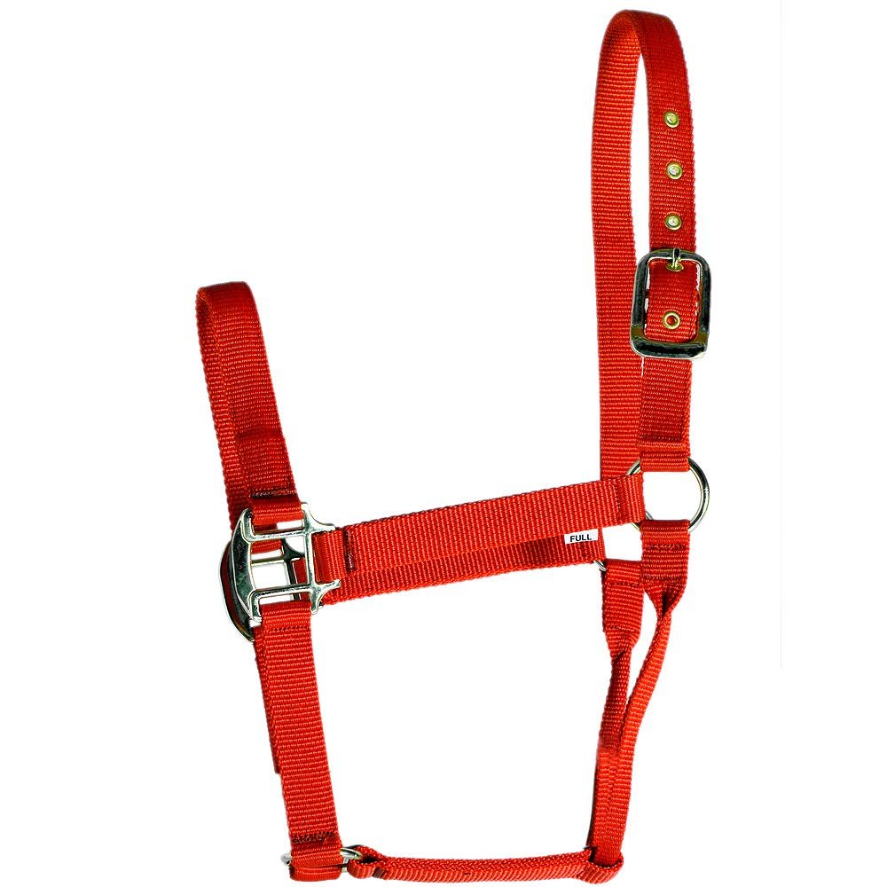 HILASON Premium Nylon Horse Halter Red Rolled Throat Strap | Western Halters for Horses