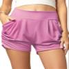 Conceited Womens Shorts High Waisted with Pockets - Casual - Comfy - Lounge - Soft - Spandex - Lavender - Small - Medium view 1